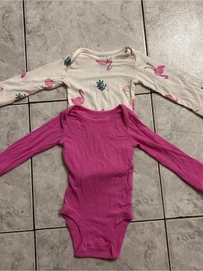 Carter's Purely Soft Long Sleeve Baby Bodysuit Bundle Sz NB